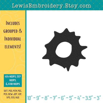 Bullet Holes, Machine Embroidery Design – (Digital Download)