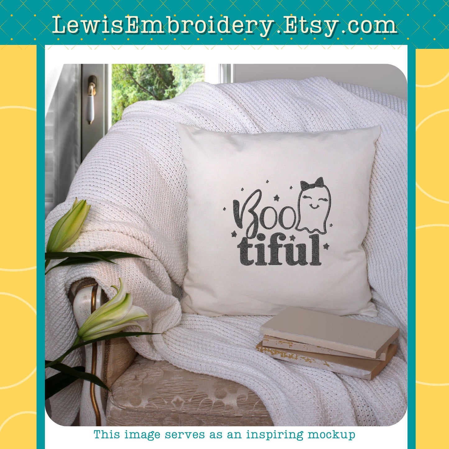 BOOtiful Ghost, Machine Embroidery Design – (Instant Download)