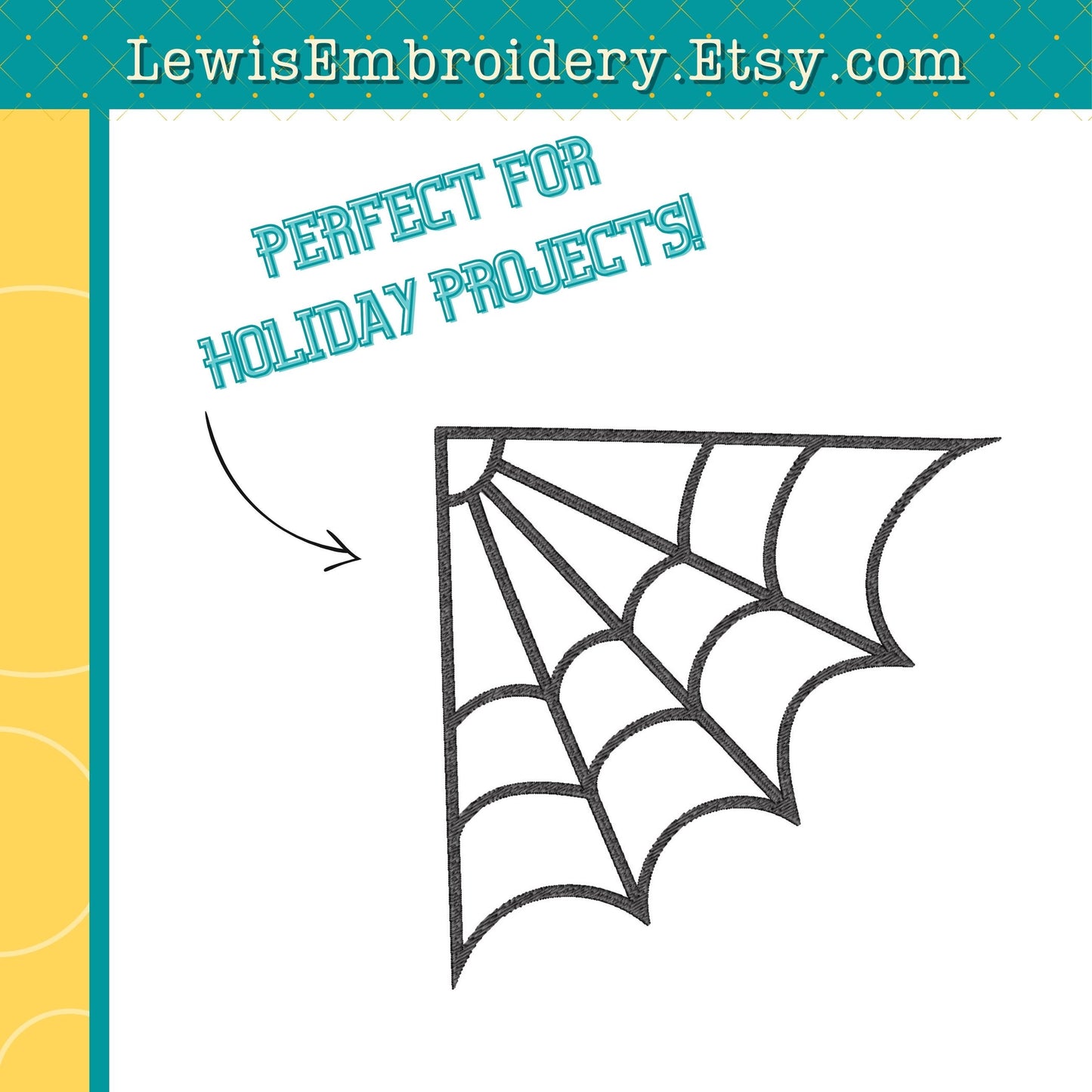 Corner Spider Web, Machine Embroidery Design – (Digital Download)