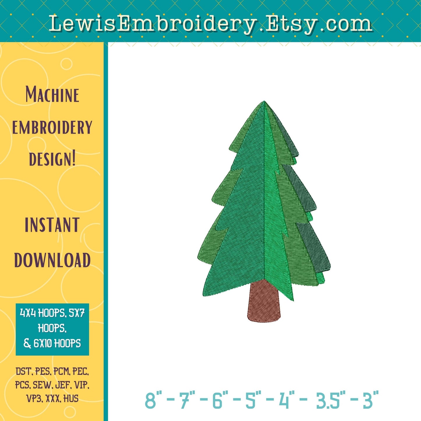 Christmas Tree, Machine Embroidery Design – (Instant Download)