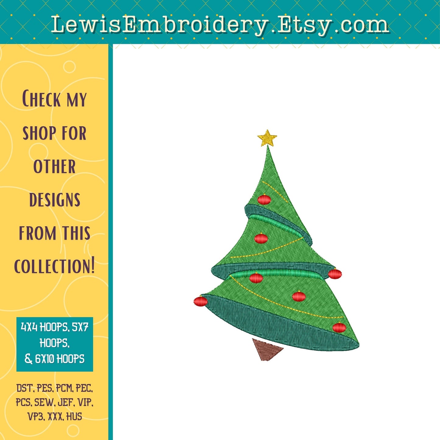 Christmas Tree Machine Embroidery Design - (Digital Download)