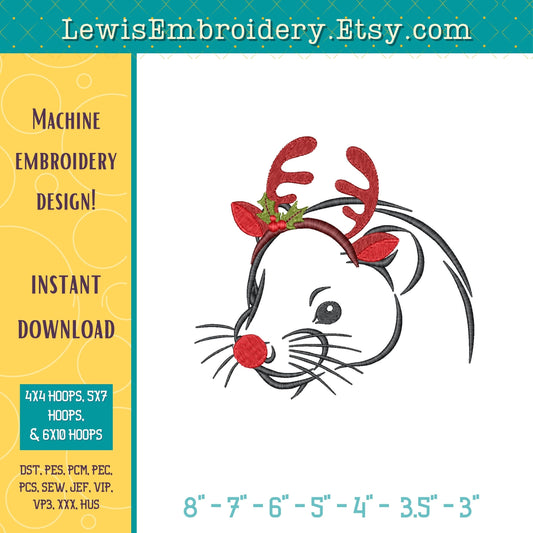 Reindeer Ferret, Machine Embroidery Design – (Instant Download)