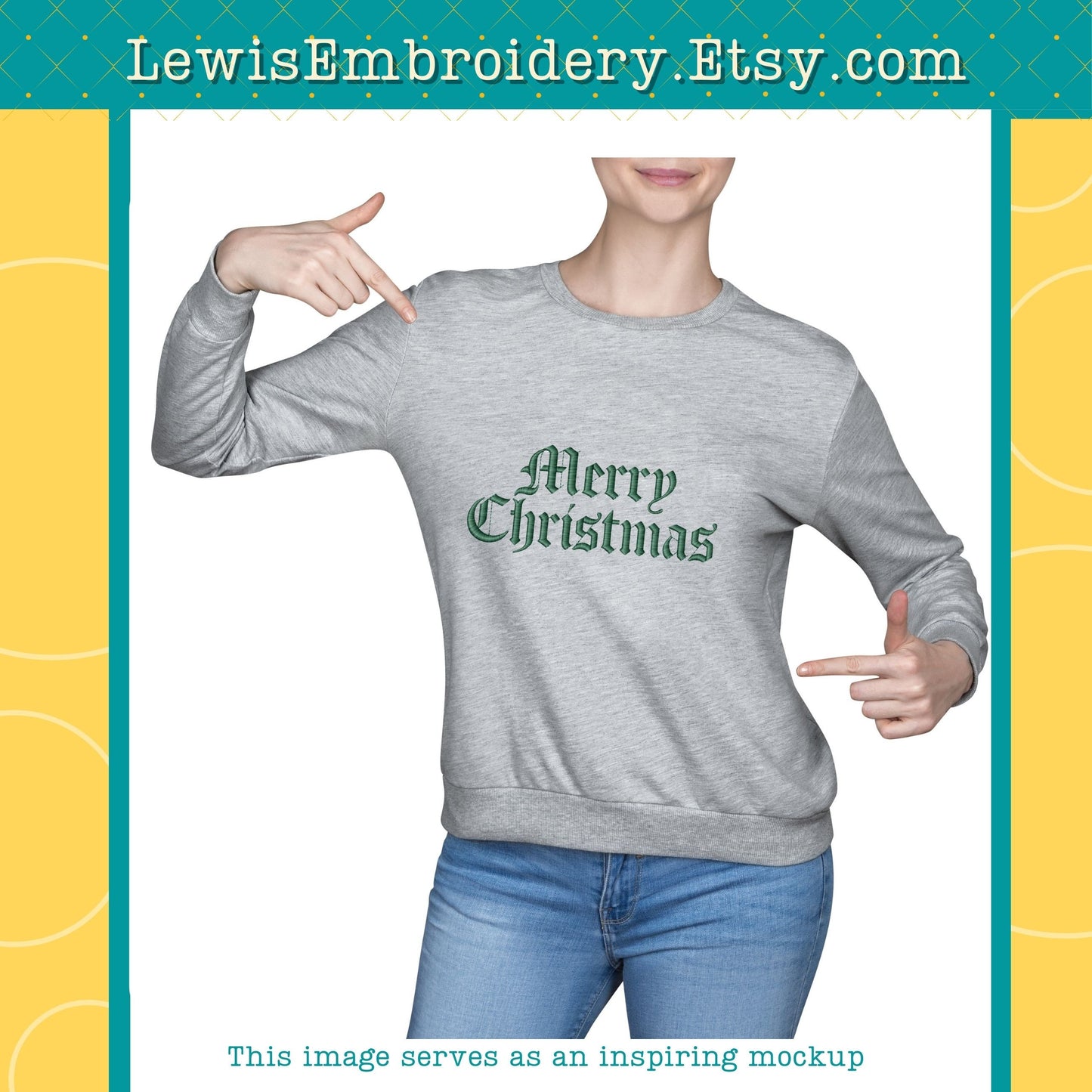 Old English Merry Christmas, Machine Embroidery Design - (Digital Download)