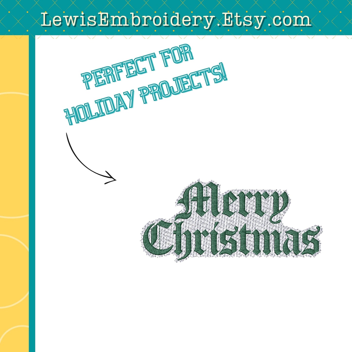 Old English Merry Christmas, Machine Embroidery Design - (Digital Download)