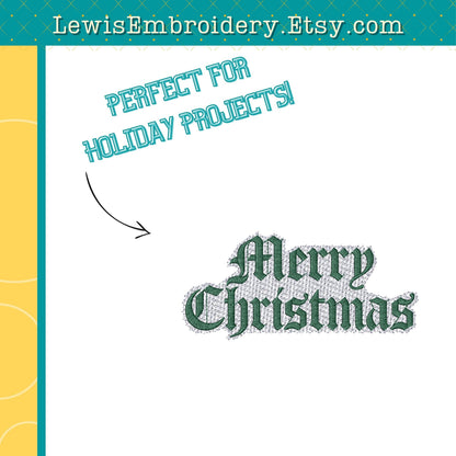 Old English Merry Christmas, Machine Embroidery Design - (Digital Download)