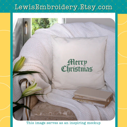 Old English Merry Christmas, Machine Embroidery Design - (Digital Download)