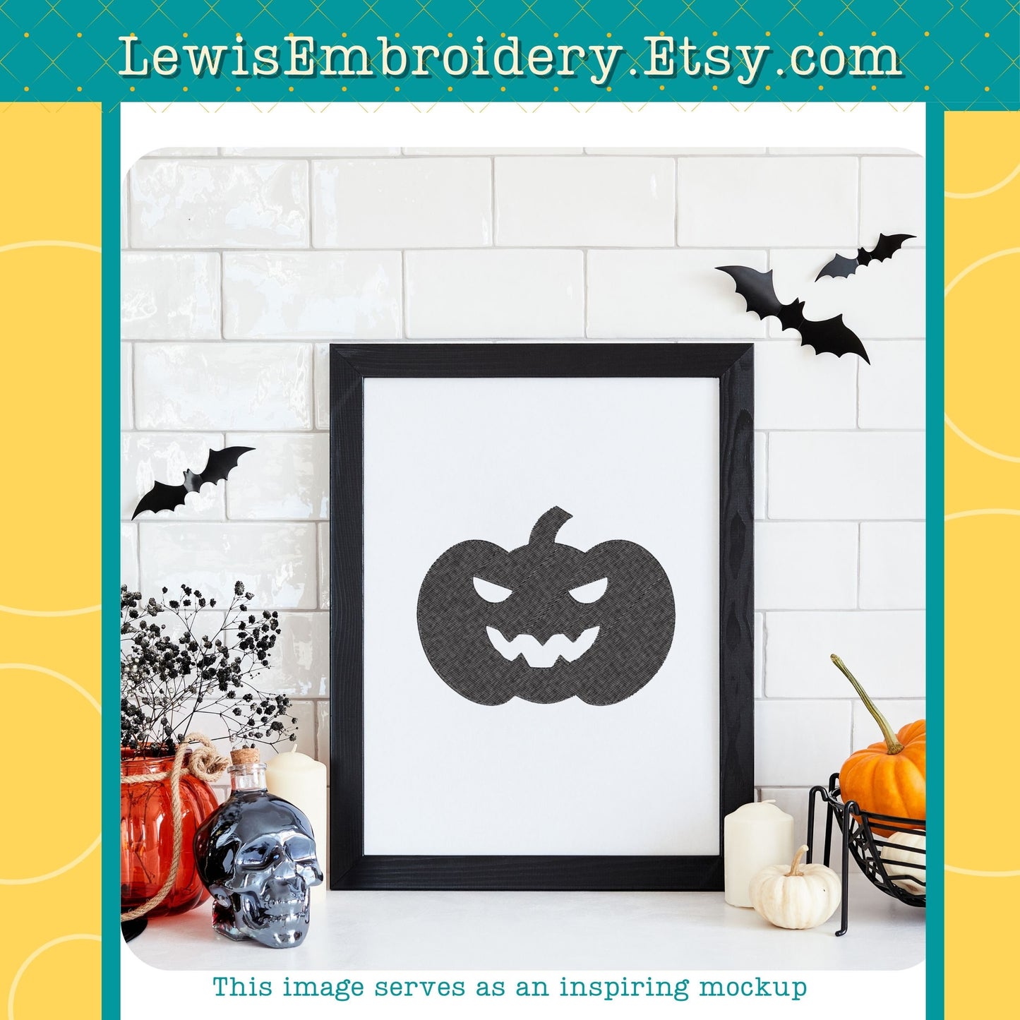 Jack O' Lantern Pumpkin, Machine Embroidery Design - (Instant Download)