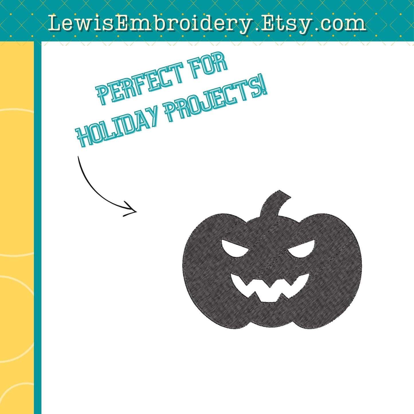 Jack O' Lantern Pumpkin, Machine Embroidery Design - (Instant Download)