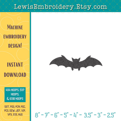 Bat Silhouette, Machine Embroidery Design – (Instant Download)
