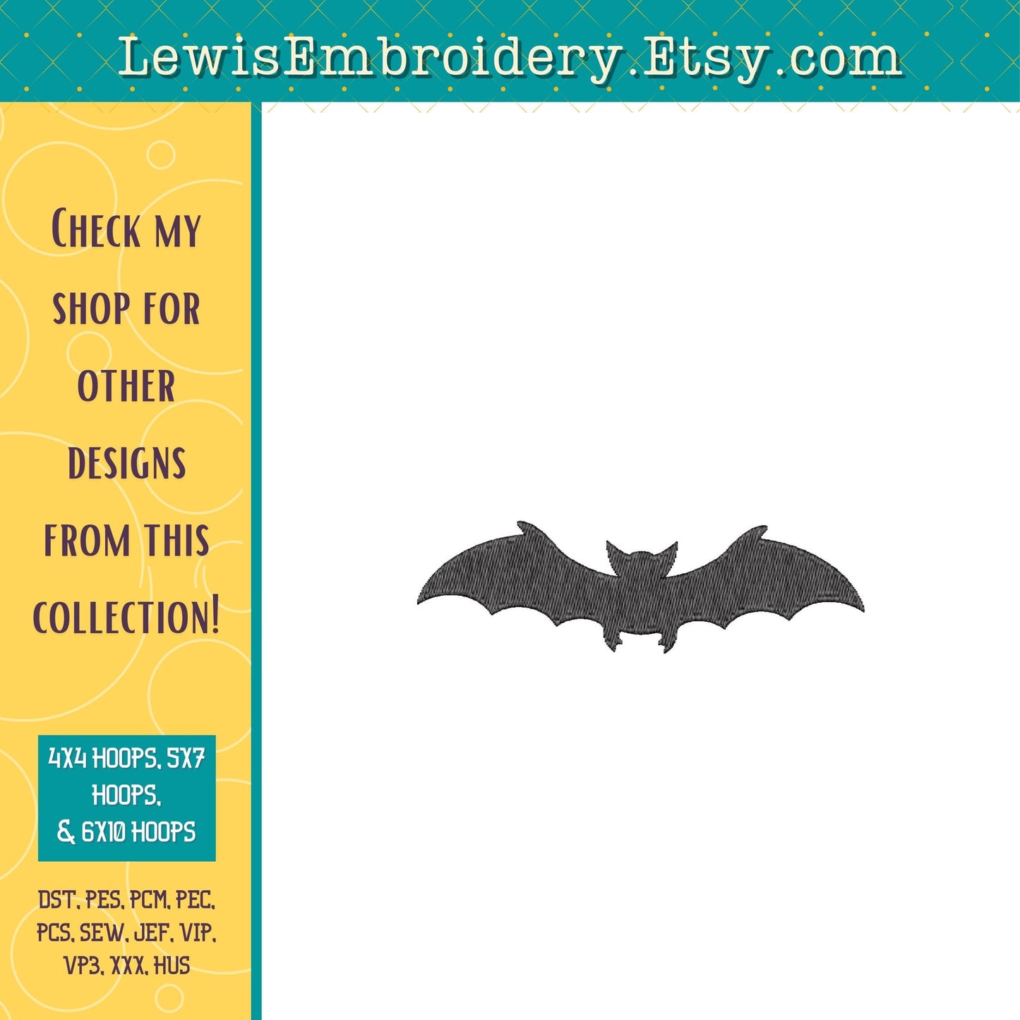 Bat Silhouette, Machine Embroidery Design – (Instant Download)