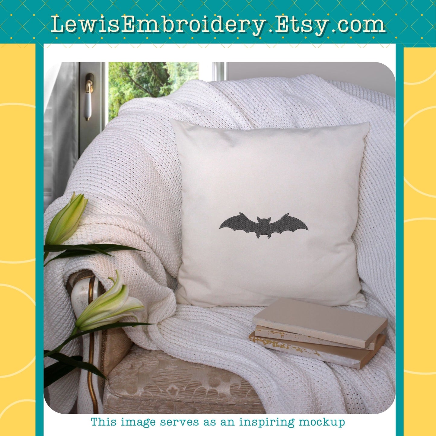 Bat Silhouette, Machine Embroidery Design – (Instant Download)
