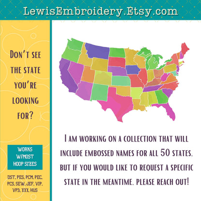COLORADO Embossed 3D Puff, Machine Embroidery Design - NOT Full Font - (PDF Tutorial Included)