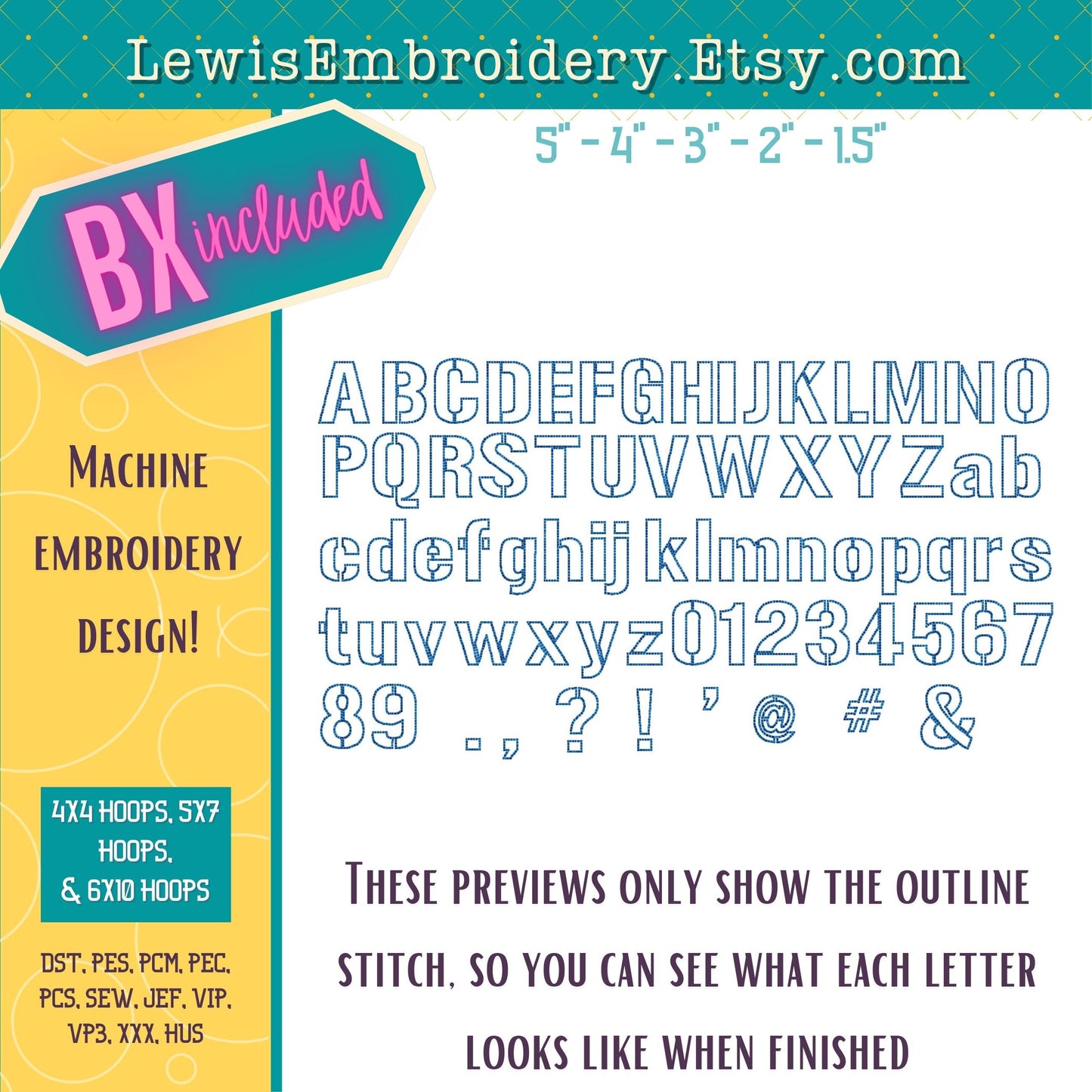Embossed 3D Puff, Stencil, Machine Embroidery Font - With BX - (PDF Tutorial Included)