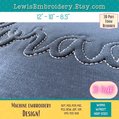 COLORADO Embossed 3D Puff, Machine Embroidery Design - NOT Full Font - (PDF Tutorial Included)