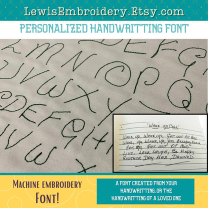 Custom Machine Embroidery Font - Made With Your Handwriting - BX Included (Digital Download)
