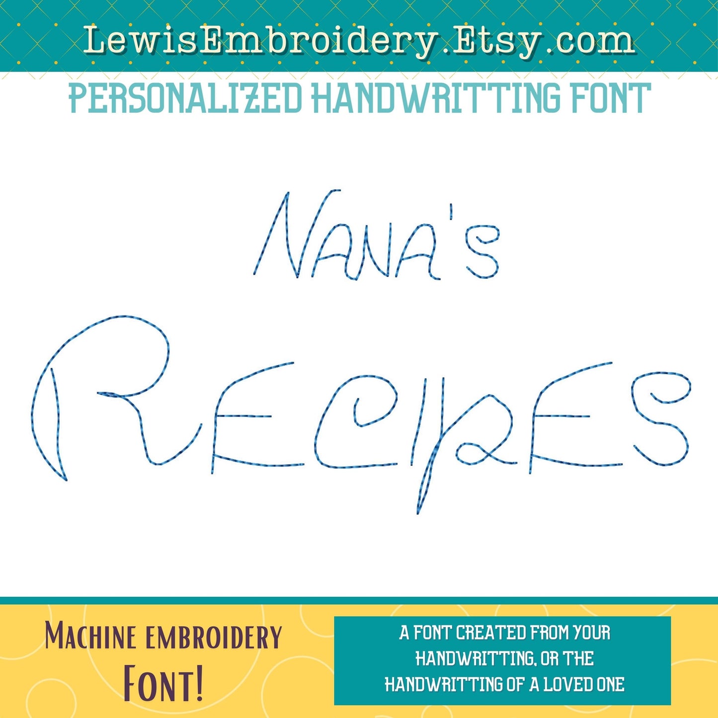 Custom Machine Embroidery Font - Made With Your Handwriting - BX Included (Digital Download)