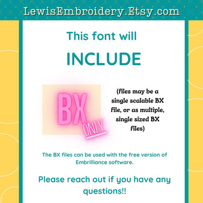 Custom Machine Embroidery Font - Made With Your Handwriting - BX Included (Digital Download)