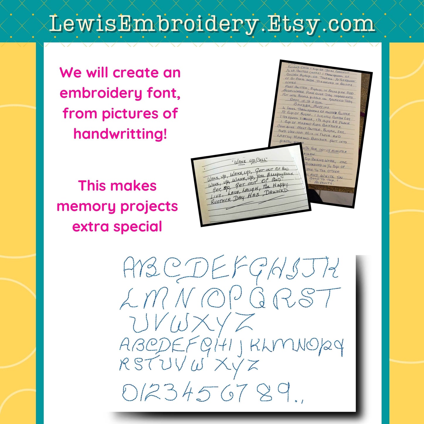 Custom Machine Embroidery Font - Made With Your Handwriting - BX Included (Digital Download)