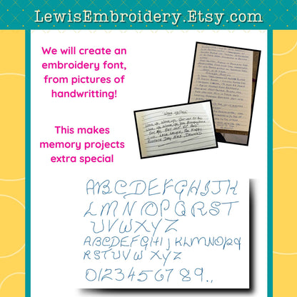 Custom Machine Embroidery Font - Made With Your Handwriting - BX Included (Digital Download)