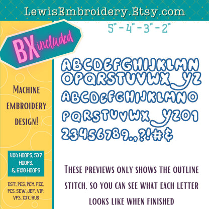 3D Puff Applique, Bluey, Machine Embroidery Font - With BX - (PDF Tutorial Included)