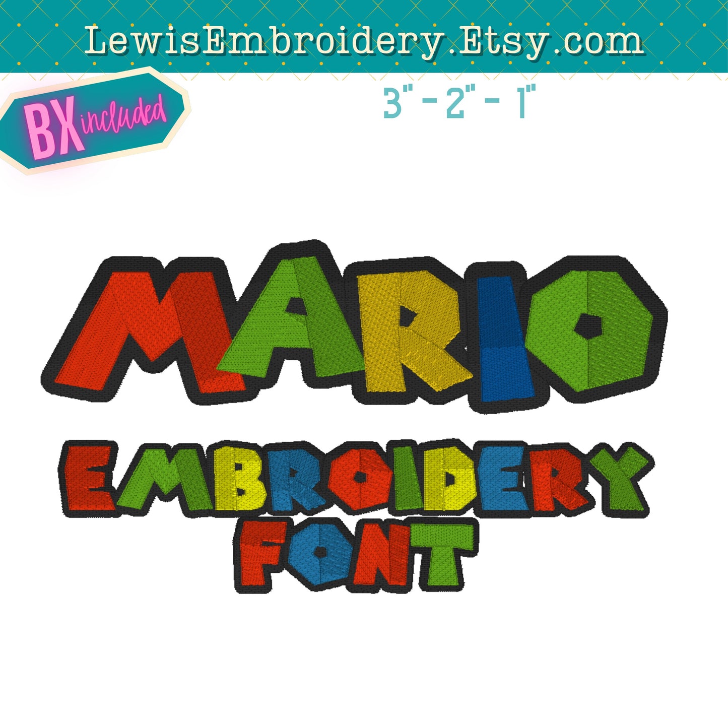 Mario, Machine Embroidery Font - with BX - (PDF Tutorial Included)