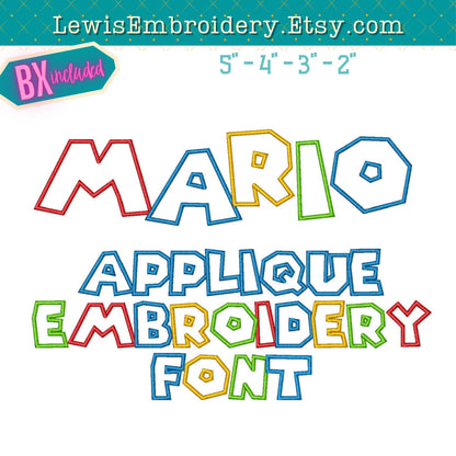 Mario Applique, Machine Embroidery Font - BX Included - (Digital Download)