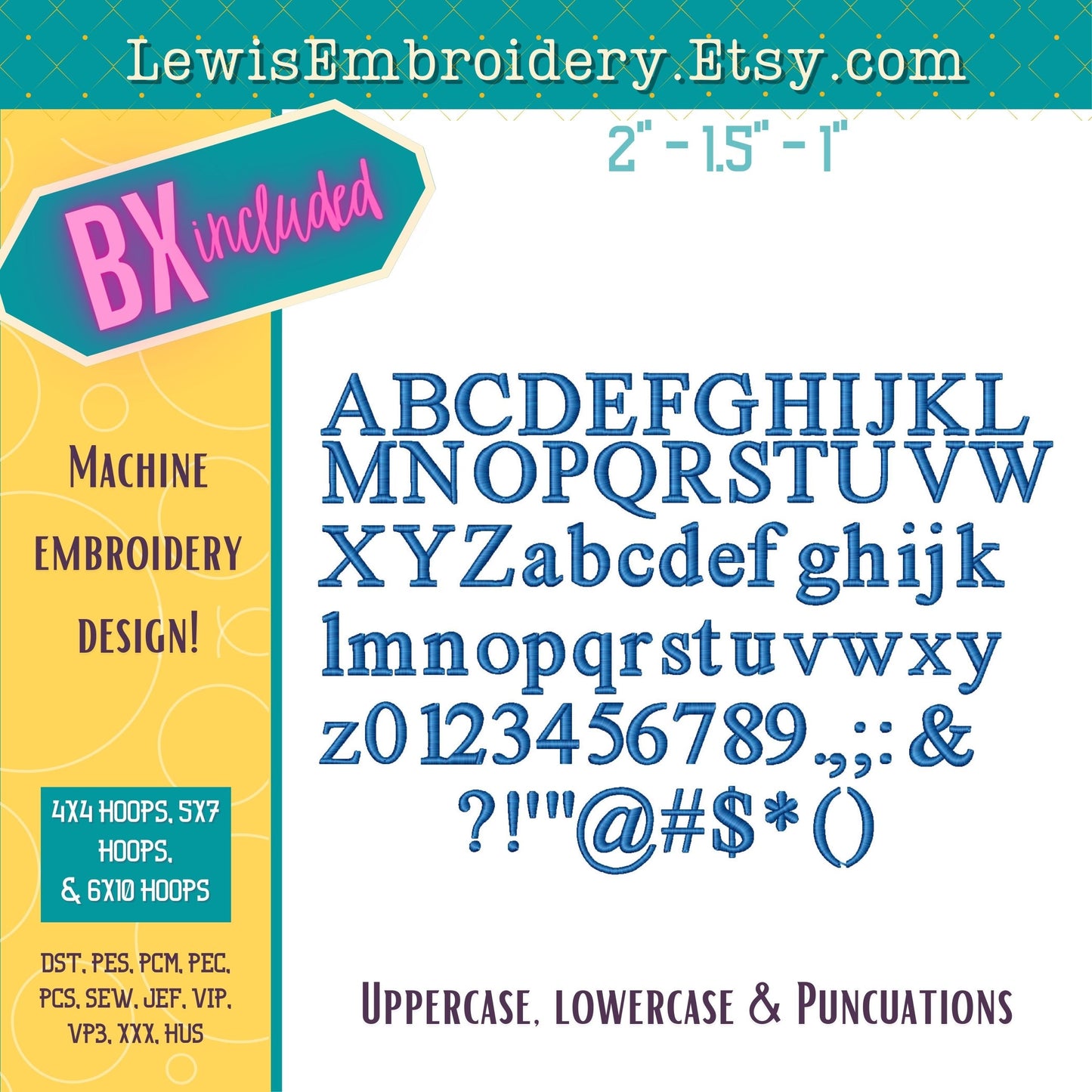 3D Puff, Times, Machine Embroidery Font - With BX - (PDF Tutorial Included)