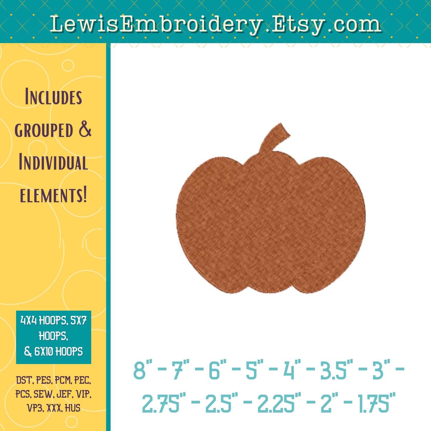 Pumpkin Pi, Machine Embroidery Design – (Instant Download)
