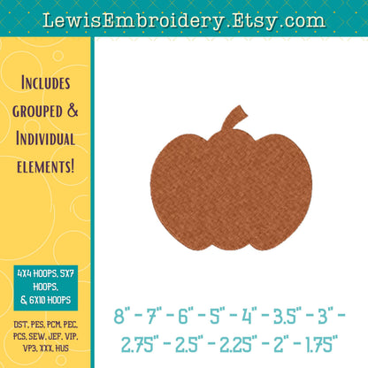 Pumpkin Pi, Machine Embroidery Design – (Instant Download)