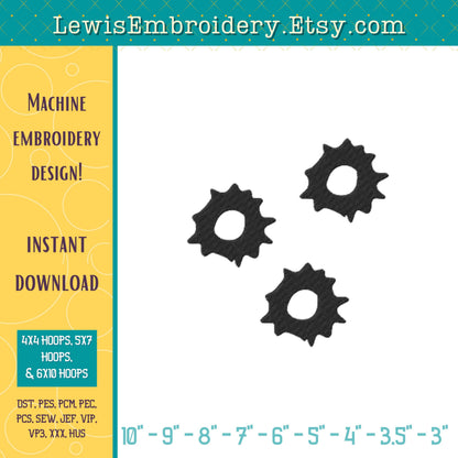 Bullet Holes, Machine Embroidery Design – (Digital Download)