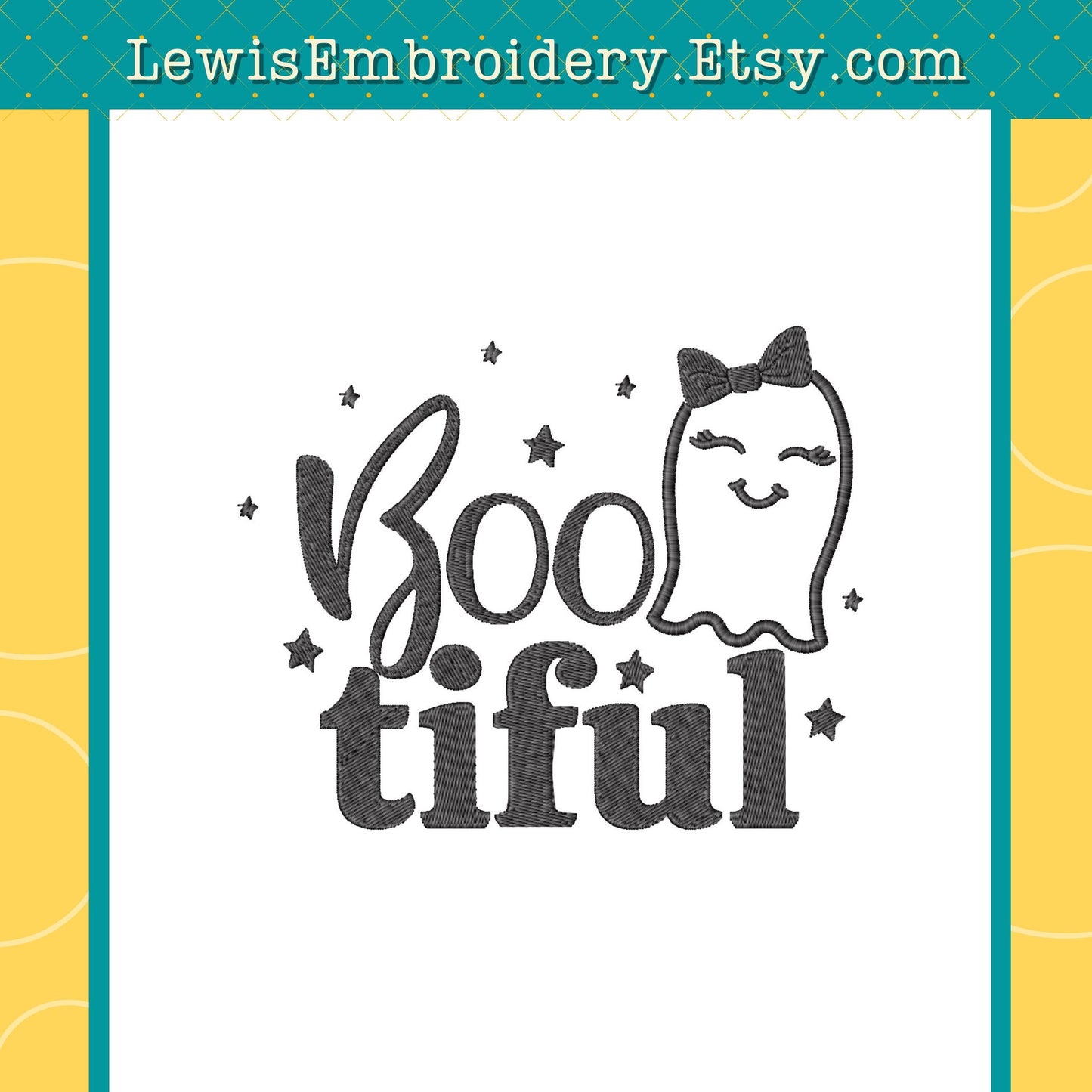 BOOtiful Ghost, Machine Embroidery Design – (Instant Download)