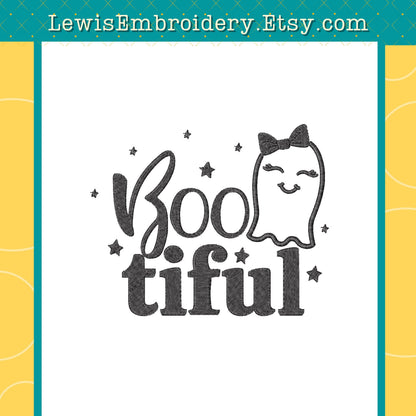 BOOtiful Ghost, Machine Embroidery Design – (Instant Download)