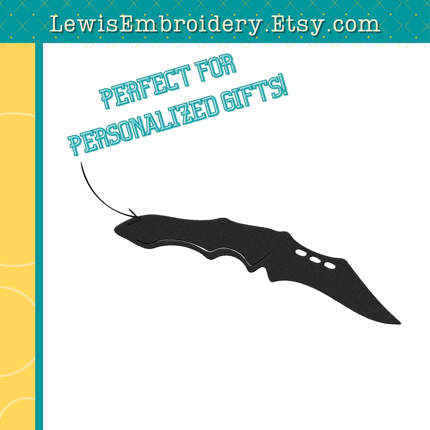 Tactical Knife, Machine Embroidery Design - (Digital Download)