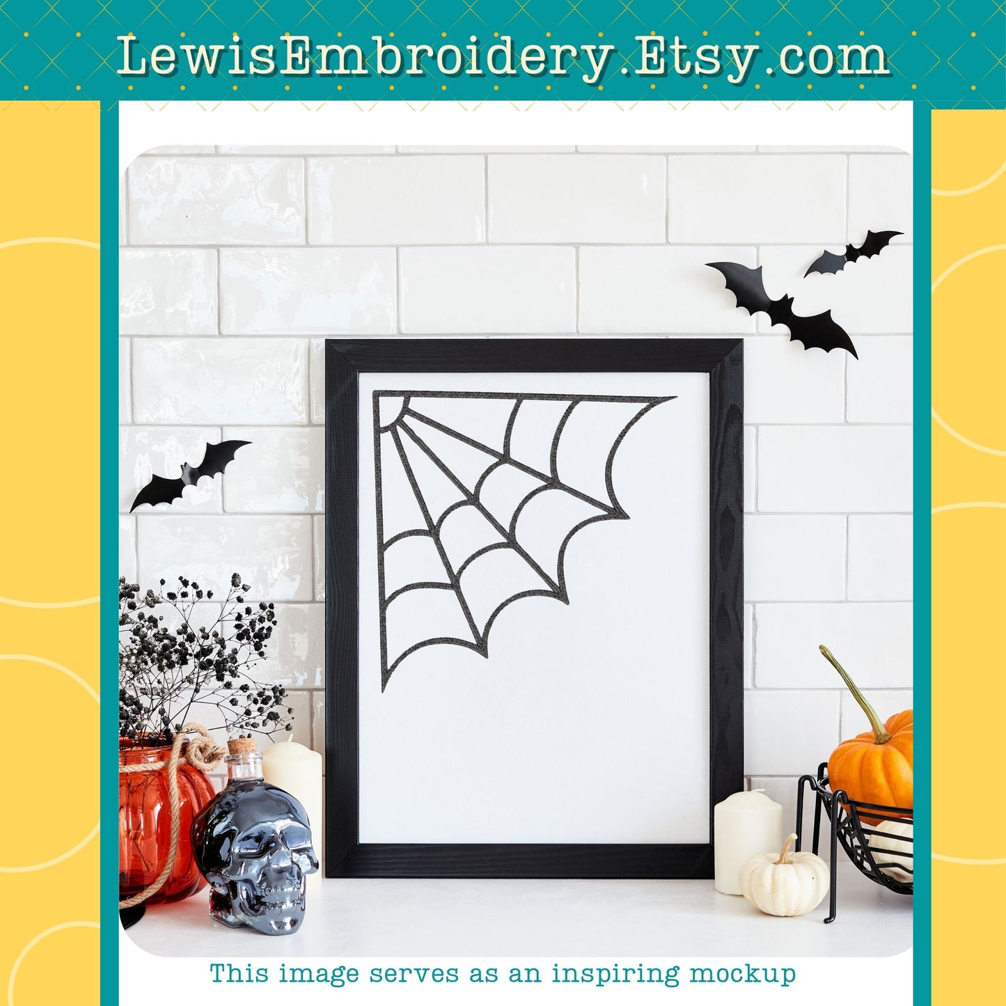 Corner Spider Web, Machine Embroidery Design – (Digital Download)