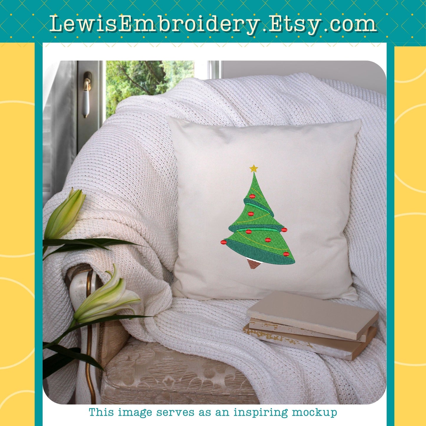 Christmas Tree Machine Embroidery Design - (Digital Download)