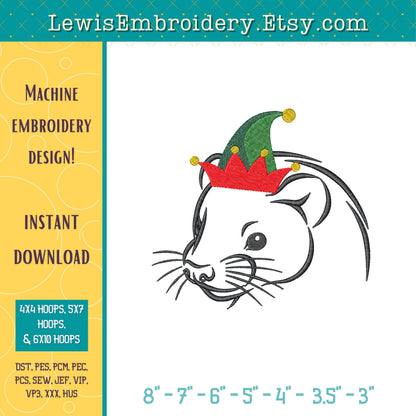 Christmas Ferret, Machine Embroidery Design – (Instant Download)
