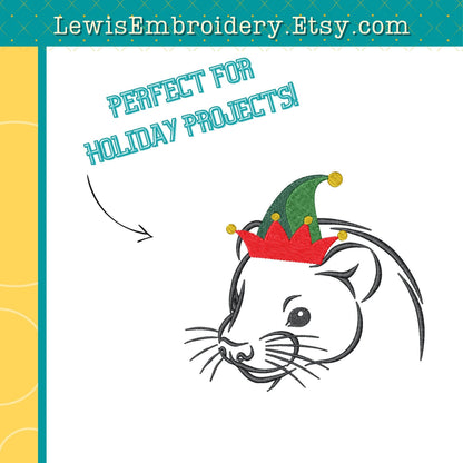 Christmas Ferret, Machine Embroidery Design – (Instant Download)