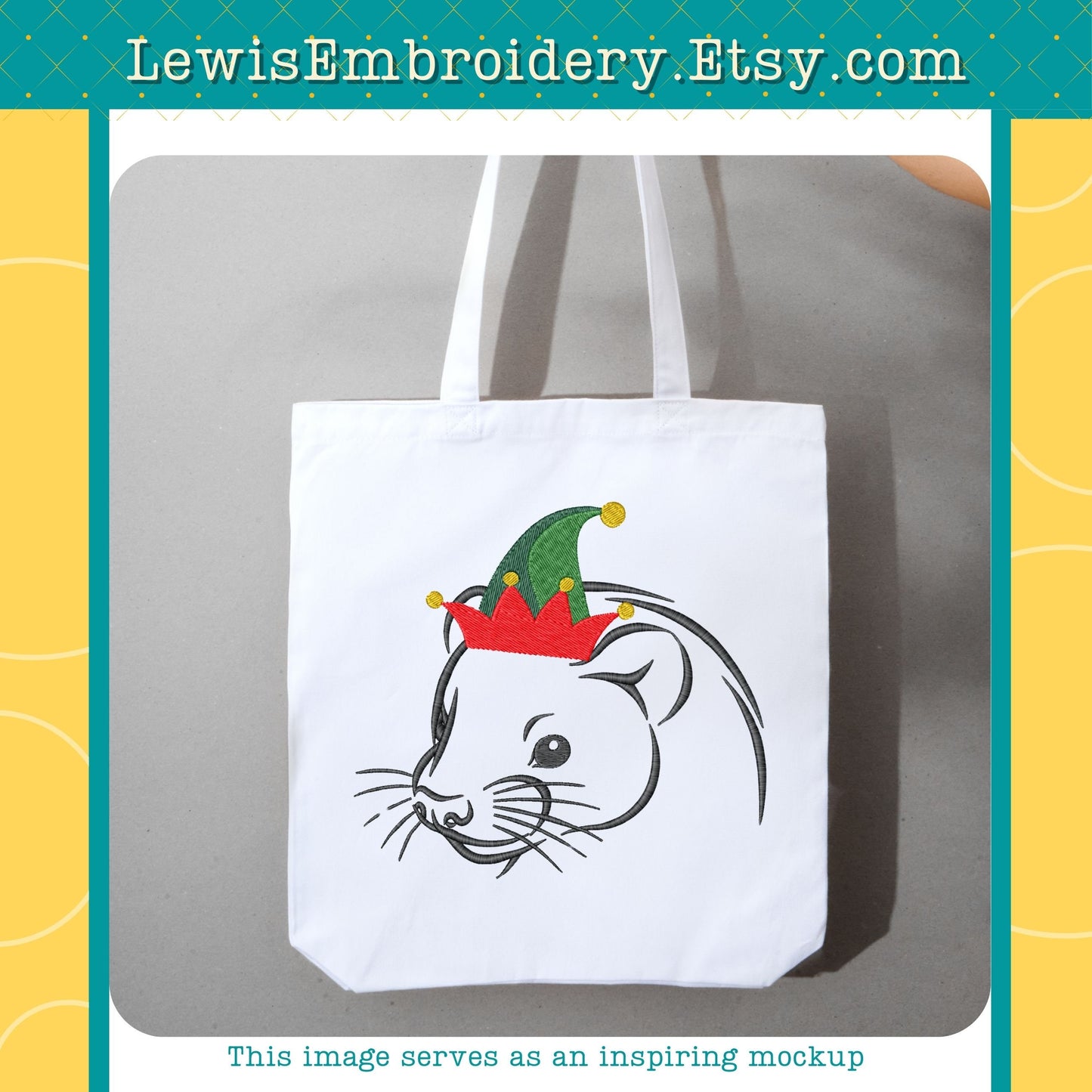 Christmas Ferret, Machine Embroidery Design – (Instant Download)