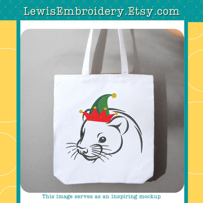 Christmas Ferret, Machine Embroidery Design – (Instant Download)