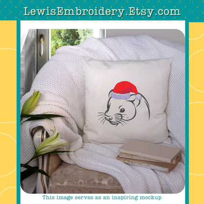 Santa Hat Ferret, Machine Embroidery Design – (Instant Download)