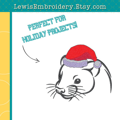 Santa Hat Ferret, Machine Embroidery Design – (Instant Download)