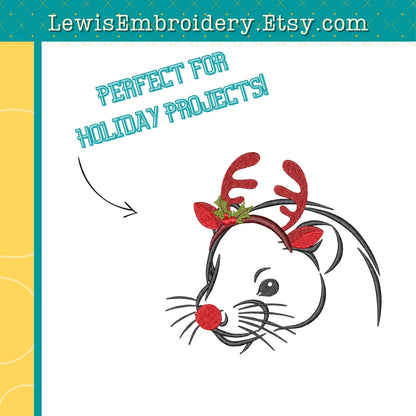 Reindeer Ferret, Machine Embroidery Design – (Instant Download)