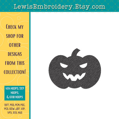 Jack O' Lantern Pumpkin, Machine Embroidery Design - (Instant Download)