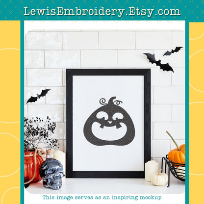 Happy Jack O' Lantern Pumpkin, Machine Embroidery Design - (Instant Download)