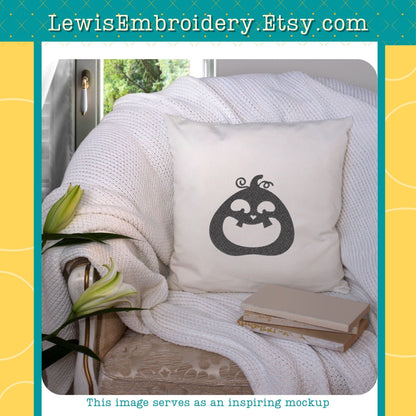 Happy Jack O' Lantern Pumpkin, Machine Embroidery Design - (Instant Download)