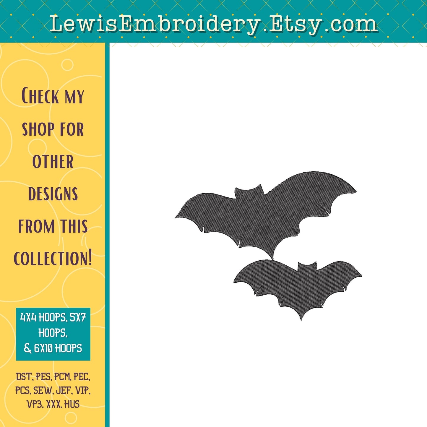 Flying Bats, Machine Embroidery Design – (INSTANT DOWNLOAD)