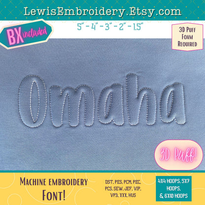 Embossed 3D Puff, Machine Embroidery Font - With BX - (PDF Tutorial Included)