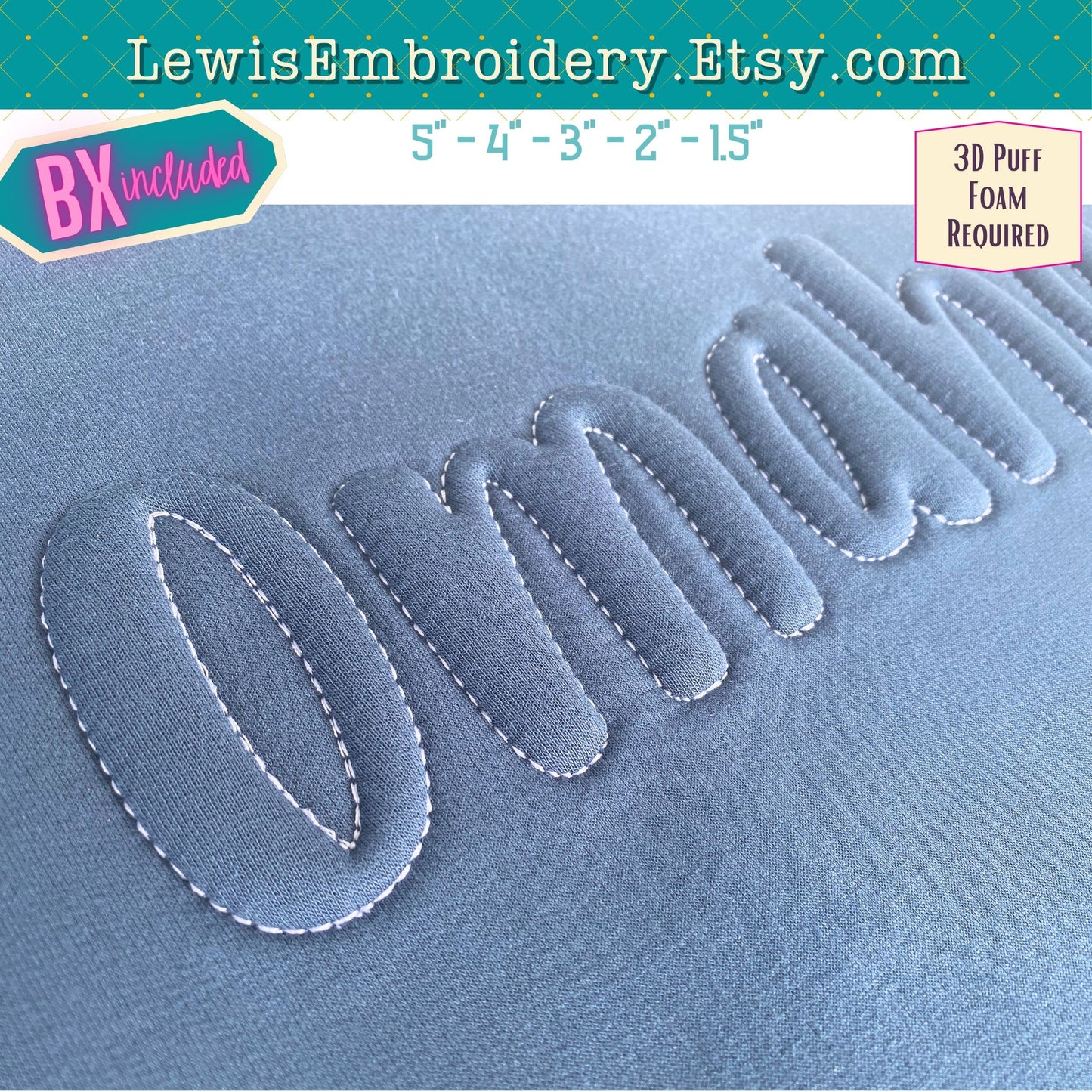 Embossed 3D Puff, Machine Embroidery Font - With BX - (PDF Tutorial Included)
