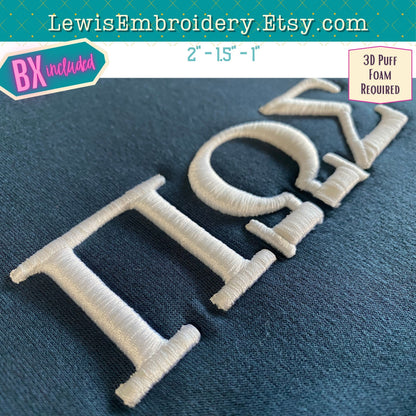 Greek 3D Puff, Machine Embroidery Font - With BX & Character Map - (PDF Tutorial Included)