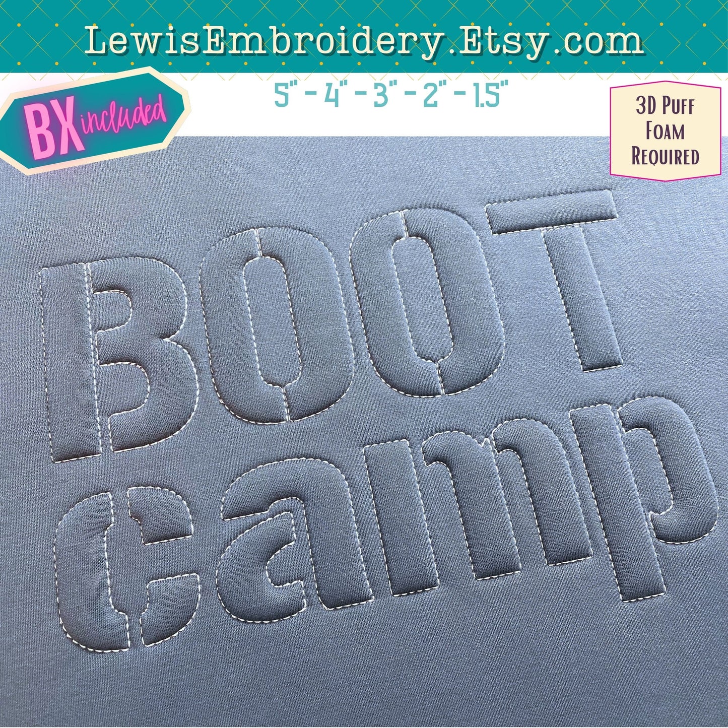Embossed 3D Puff, Stencil, Machine Embroidery Font - With BX - (PDF Tutorial Included)